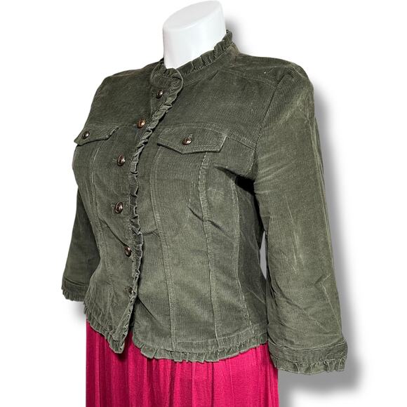 Telluride Clothing Co Womens Corduroy Short Jacket Ruffle Accent Button Close L - Picture 5 of 10